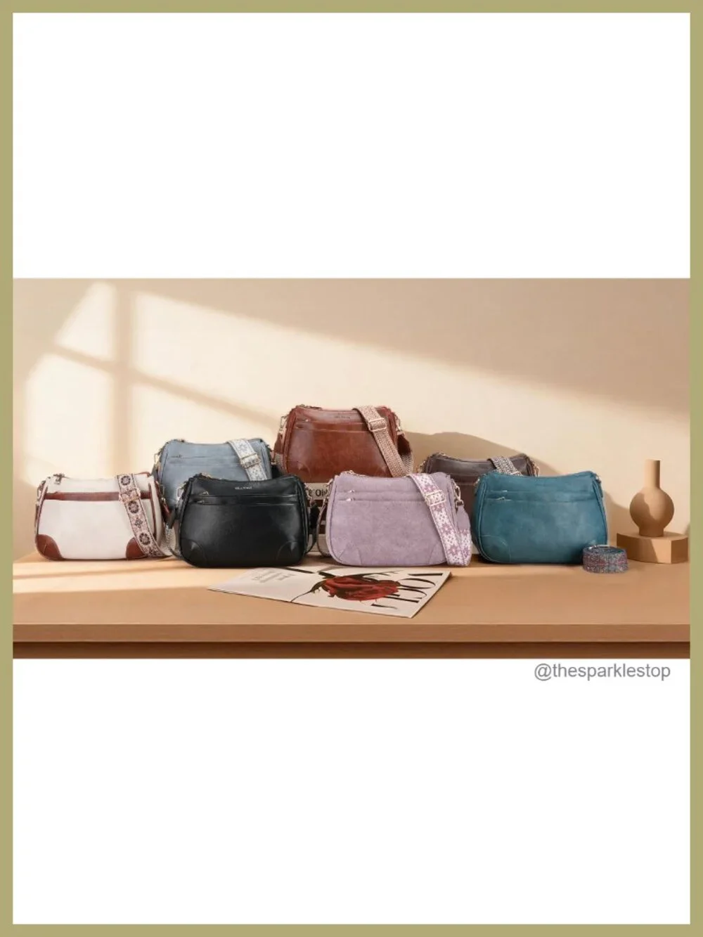 Women's Vegan Leather Crossbody Hobo Purse with Boho Strap - Picture 6 of 6